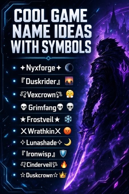 Cool Game Name Ideas With Symbols